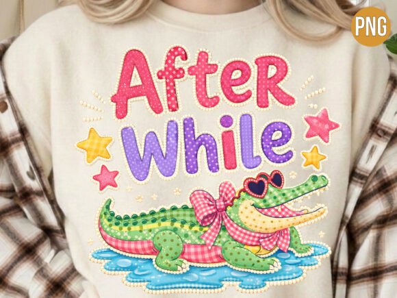 Cute Faux Embroidery Alligator PNG Review