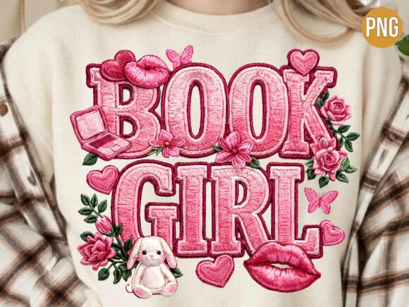 Review: Book Girl Pink Embroidery Patch PNG for Apparel