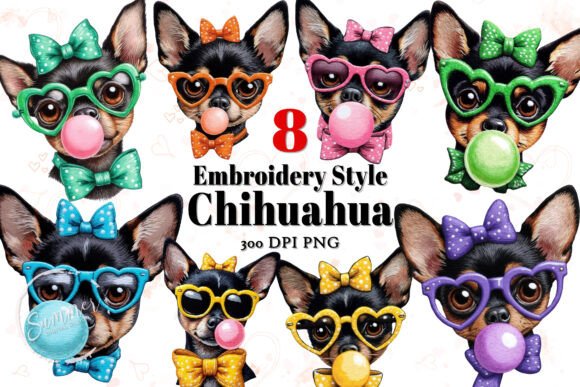 Review: Embroidery Style Chihuahua Clipart for Merch