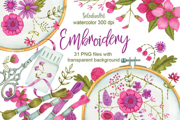 Review: Watercolor Embroidery Clipart for Etsy Shops